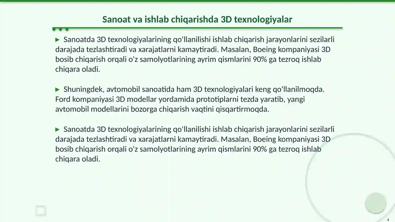 3D bosib chiqarish texnologiyalari va ularning rivoji 4