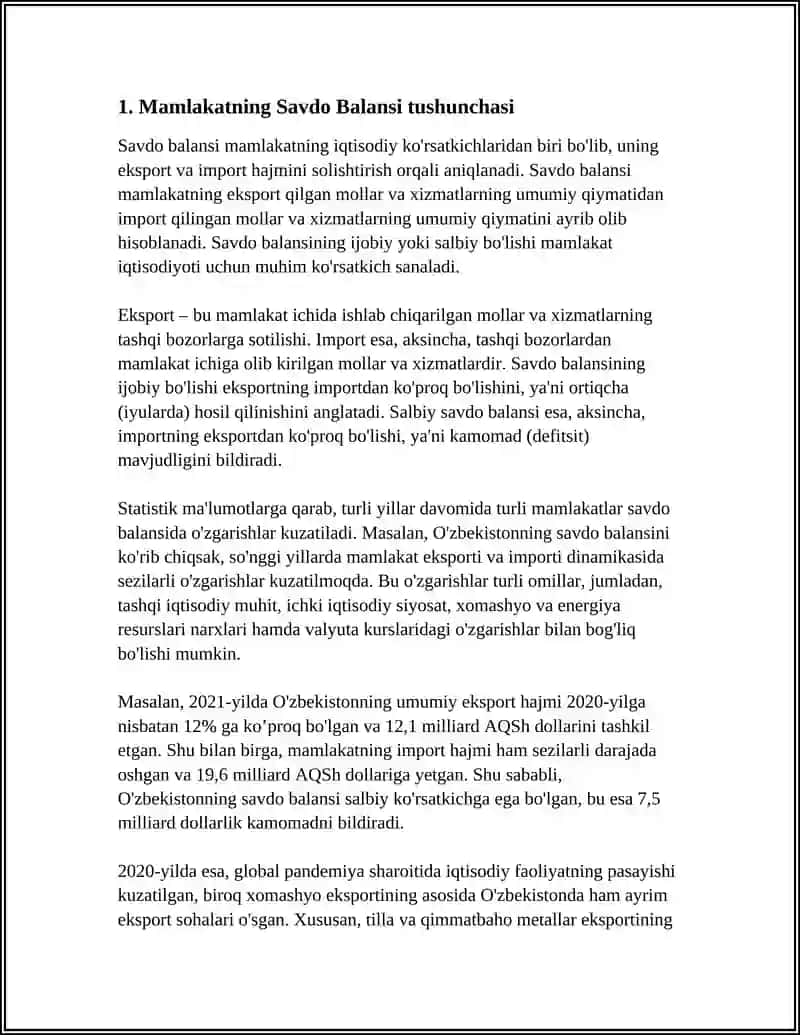 Mamlakatning Savdo va To'lov Balansi 4