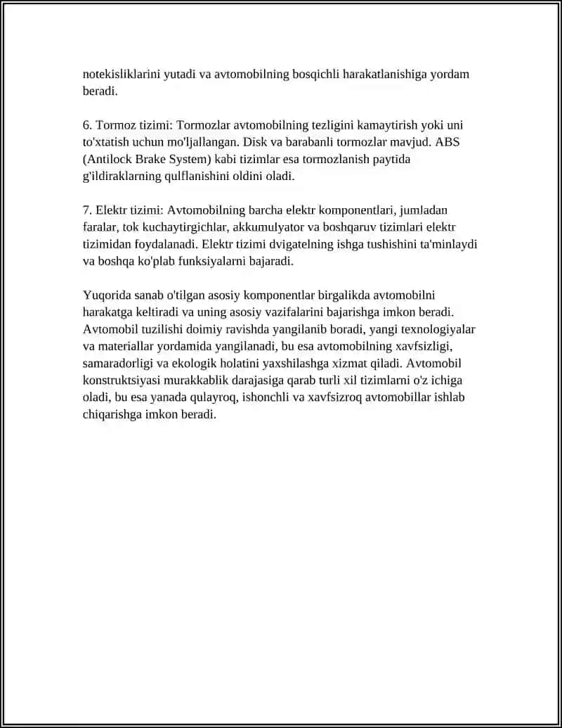 AVTOMOBIL TUZILISHI HAQIDA MALUMOT 4
