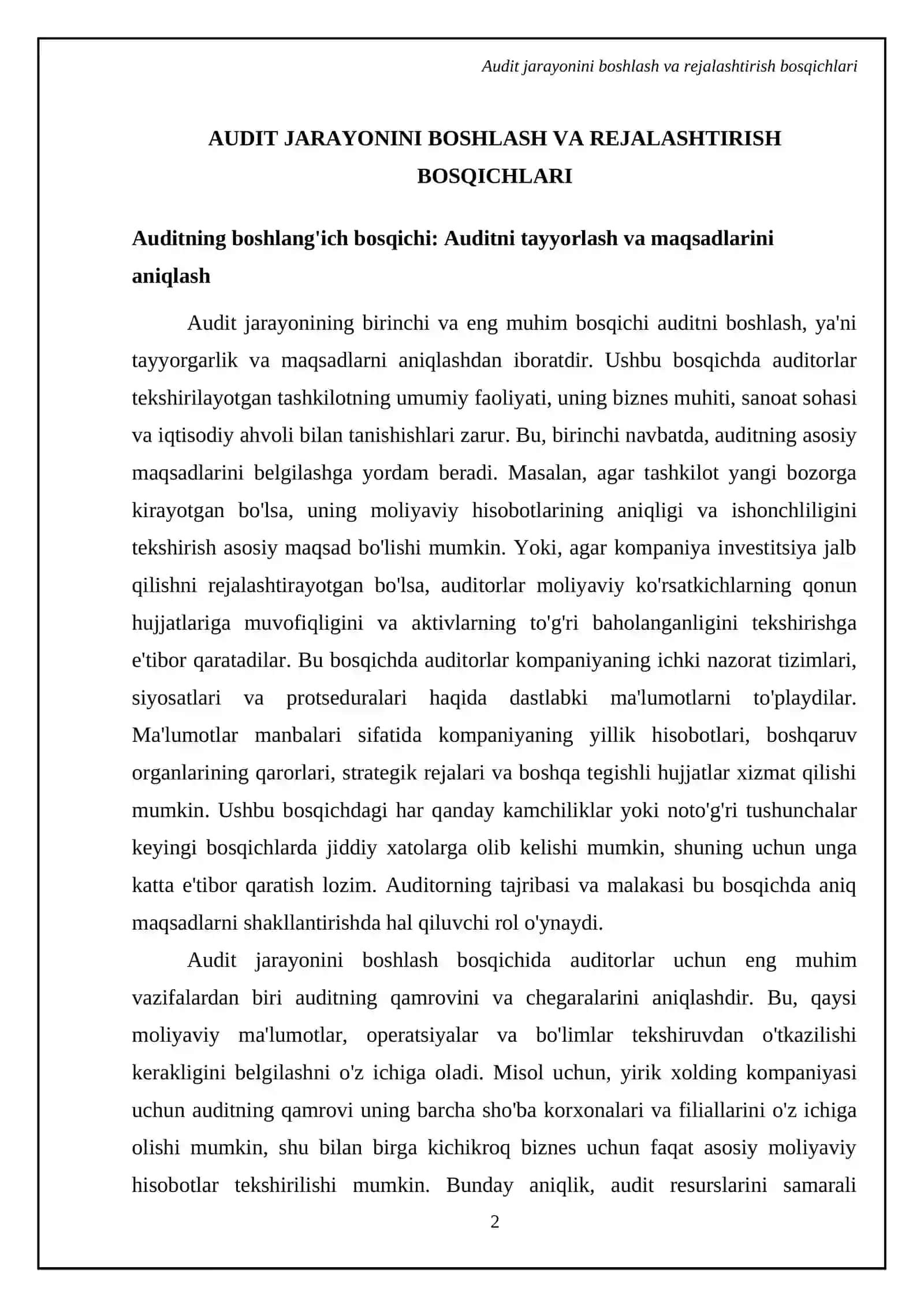 Audit tekshiruvini o’tzkazish ketma-ketligi 4