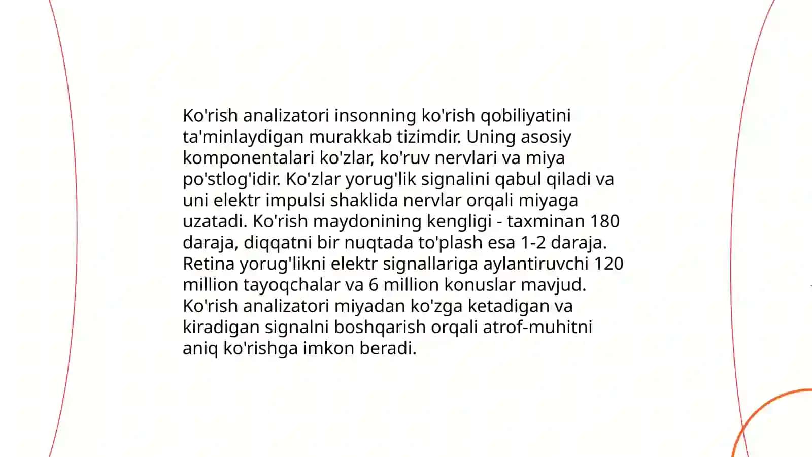 Analizatorlar.Koʻrish va eshitish analizatorlari 4