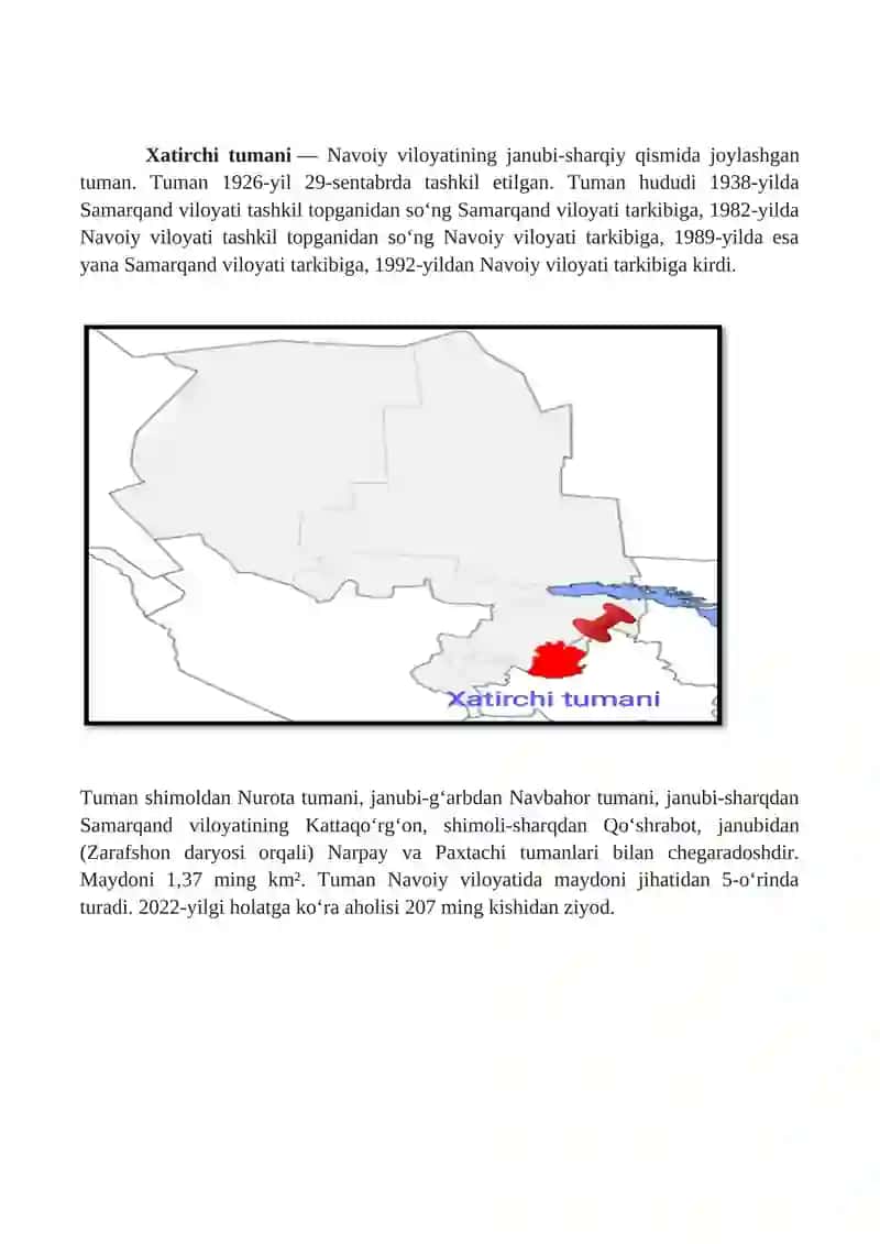 Navoiy viloyati, Xatirchi tumani. 4