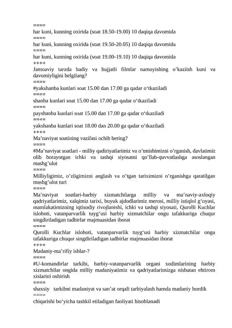 HQVMMTIU fanidan testlar 4