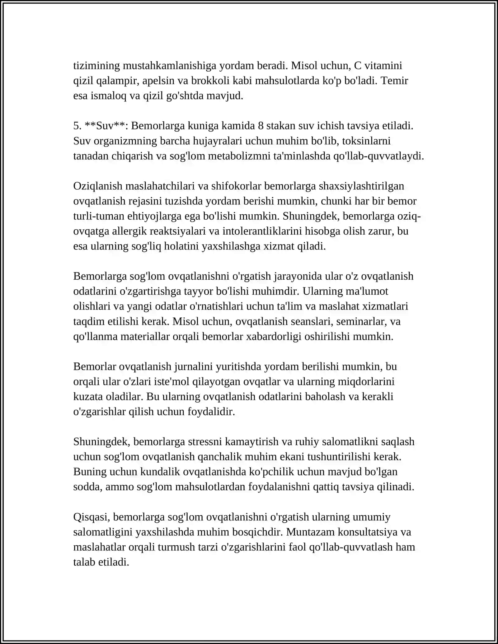 BEMORLARDA SOG'LOM TURMUSH TARZINI TASHKIL QILISH 4