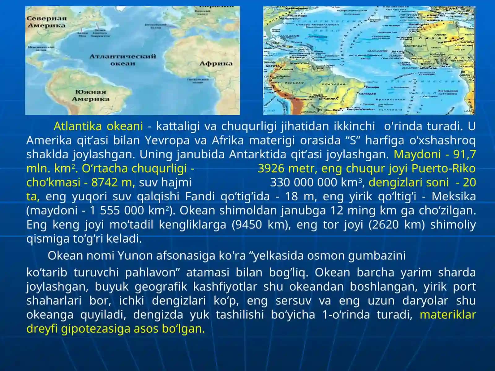 DUNYO OKEANI QISMLARI. OKEAN SUVINING XUSUSIYATLARI 4