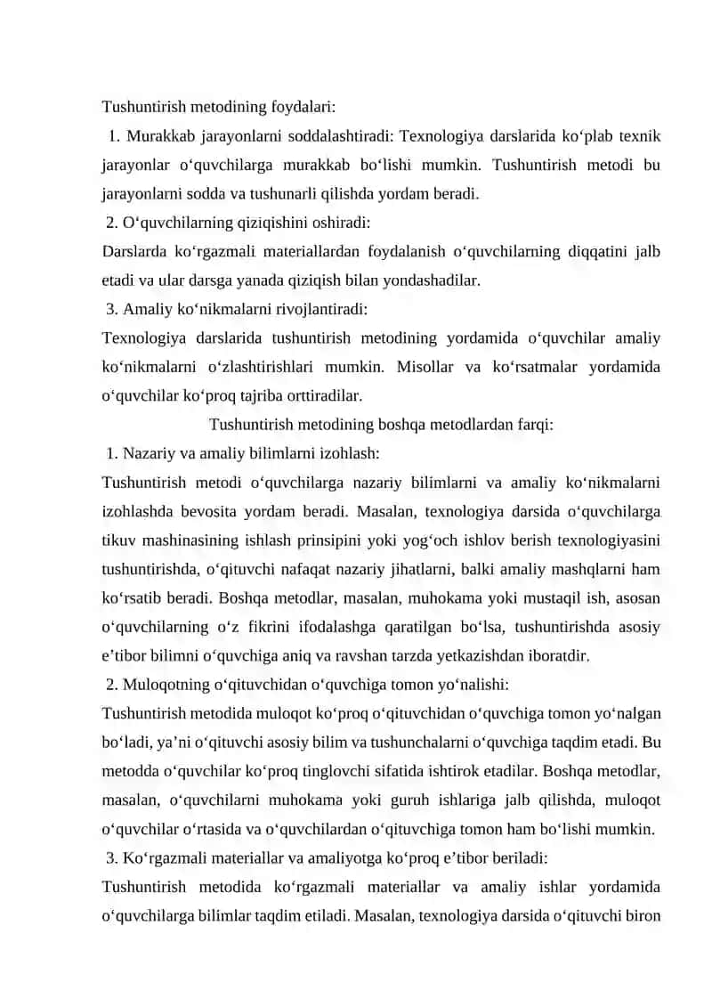Texnologiya darslarida tushuntirish metodi 4