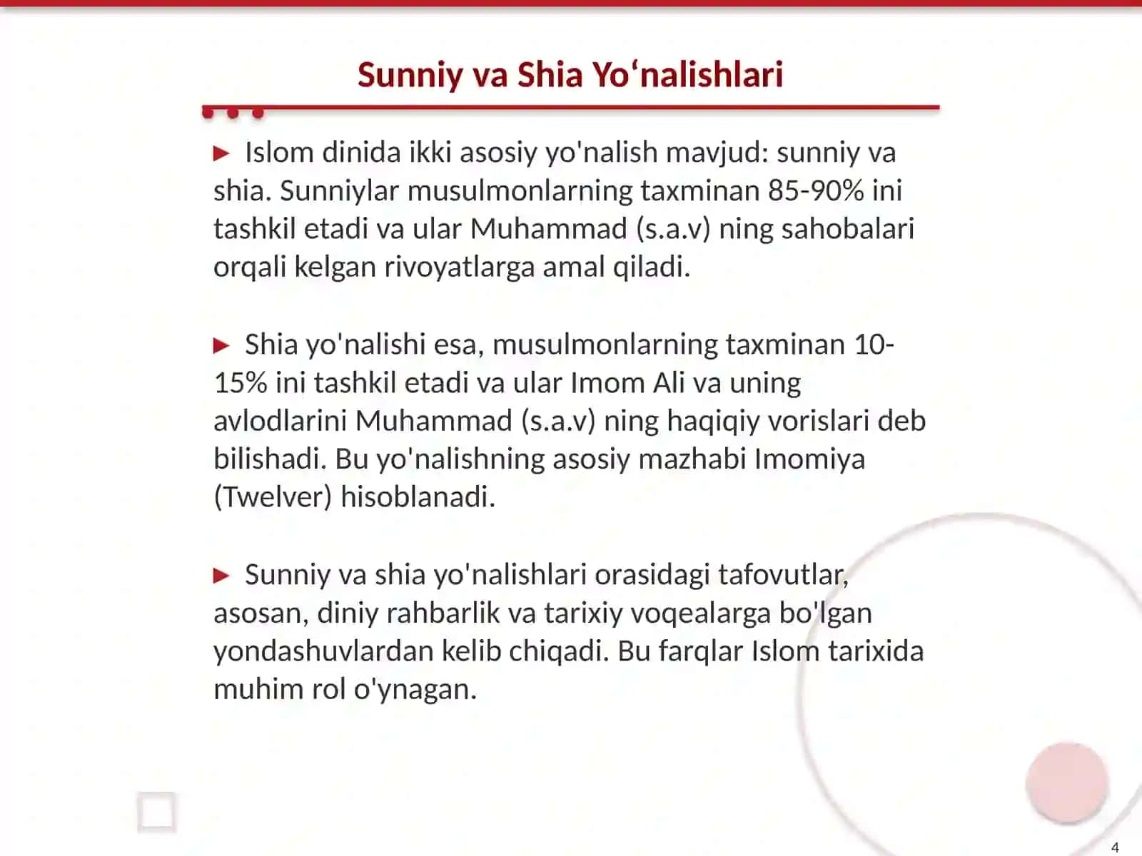 Islom dinining yoʻnalishlari va maqsadlari 4