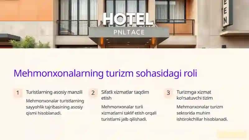 Turizm sohasida turor joy xizmatlari 4
