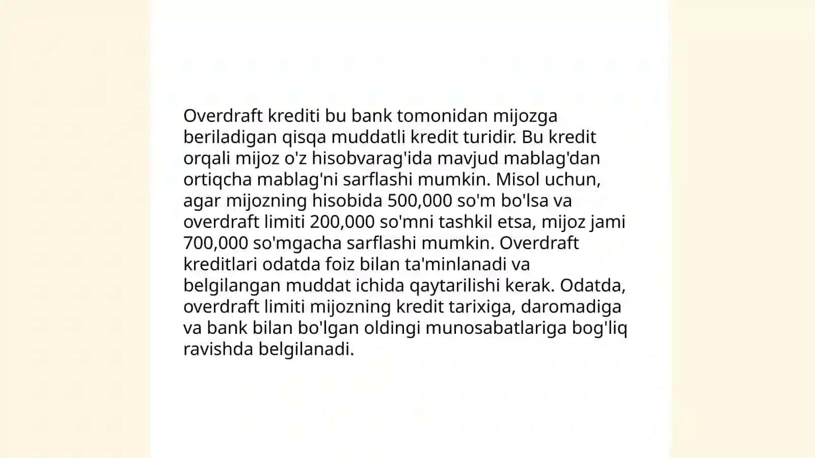 Lombard va overdraft kreditlari 4