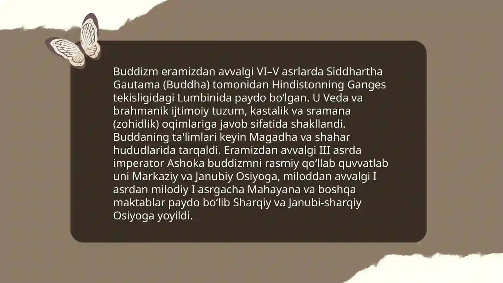 Buddizim dini tarixi va asosiy g'oyalari 4