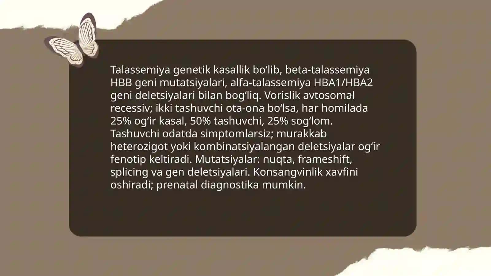 Talassemiya kasalligi. Etiologiyasi, patogenezi, klinik tekshirish va davo usullari 4