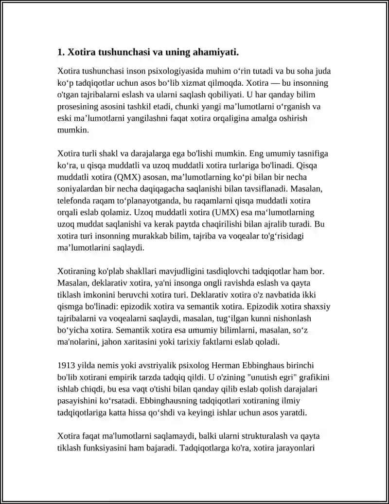 XOTIRA HAQIDA UMUMIY TASAVVURLAR 4