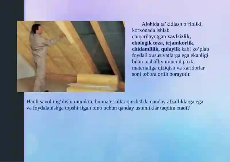 Ecover«mineral paxta» qurilish materiallar 4