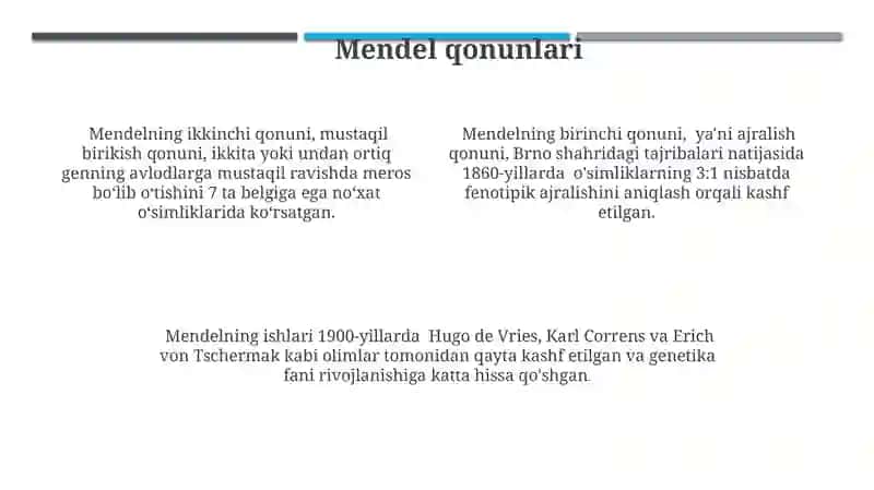 Genetika asoslari va morgan qonunlari 4