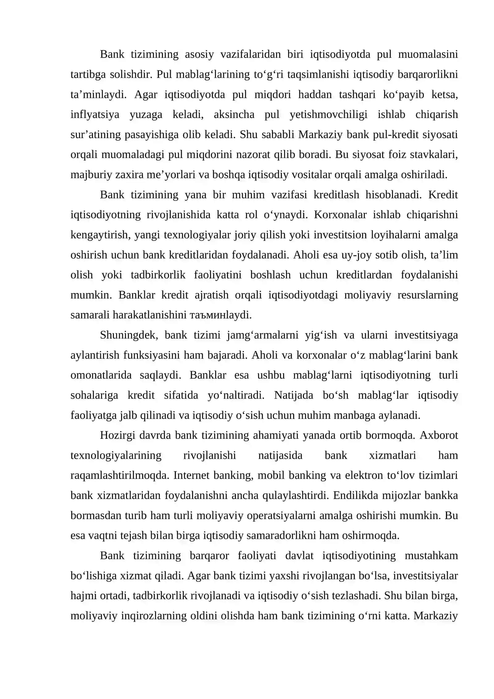 BANK TIZIMI VA UNING RIVOJLANISHI 4
