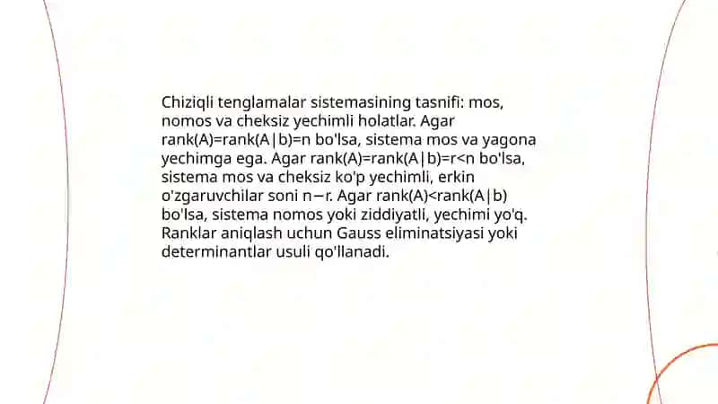 Chiziqli algebraik tenglamalar sistemasini yechish va tekshirish 4
