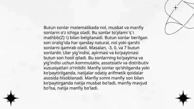 Butun sonlar.Butun manfiy sonlar 4