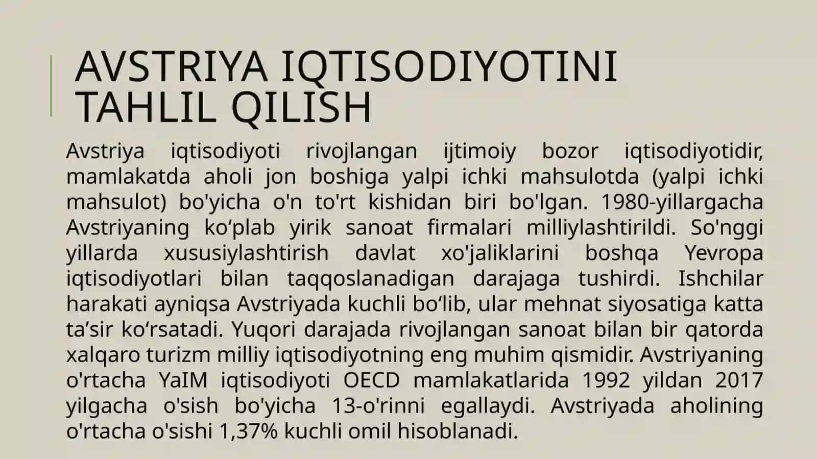 Avstriya iqtisodiyotini tahlil qilish 4