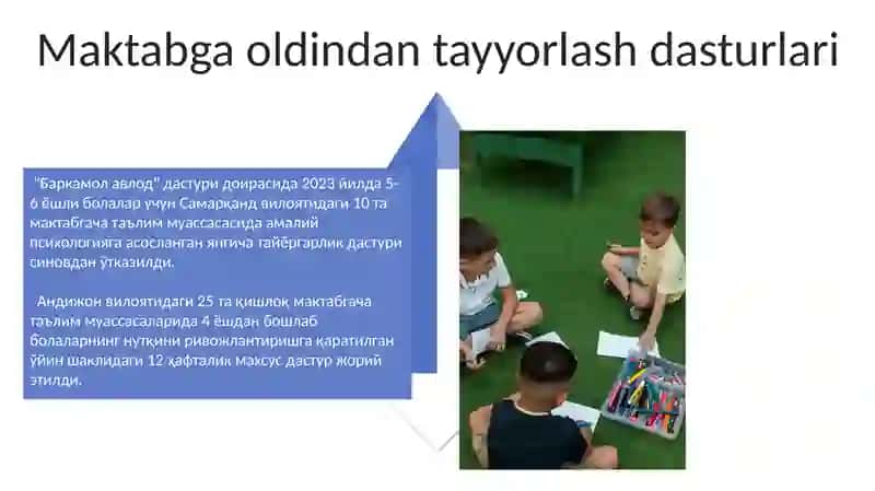 Maktabgacha ta'lim tashkilotiga qisqa muddatli guruhlarda bolalarni maktabga tayyorlash 4