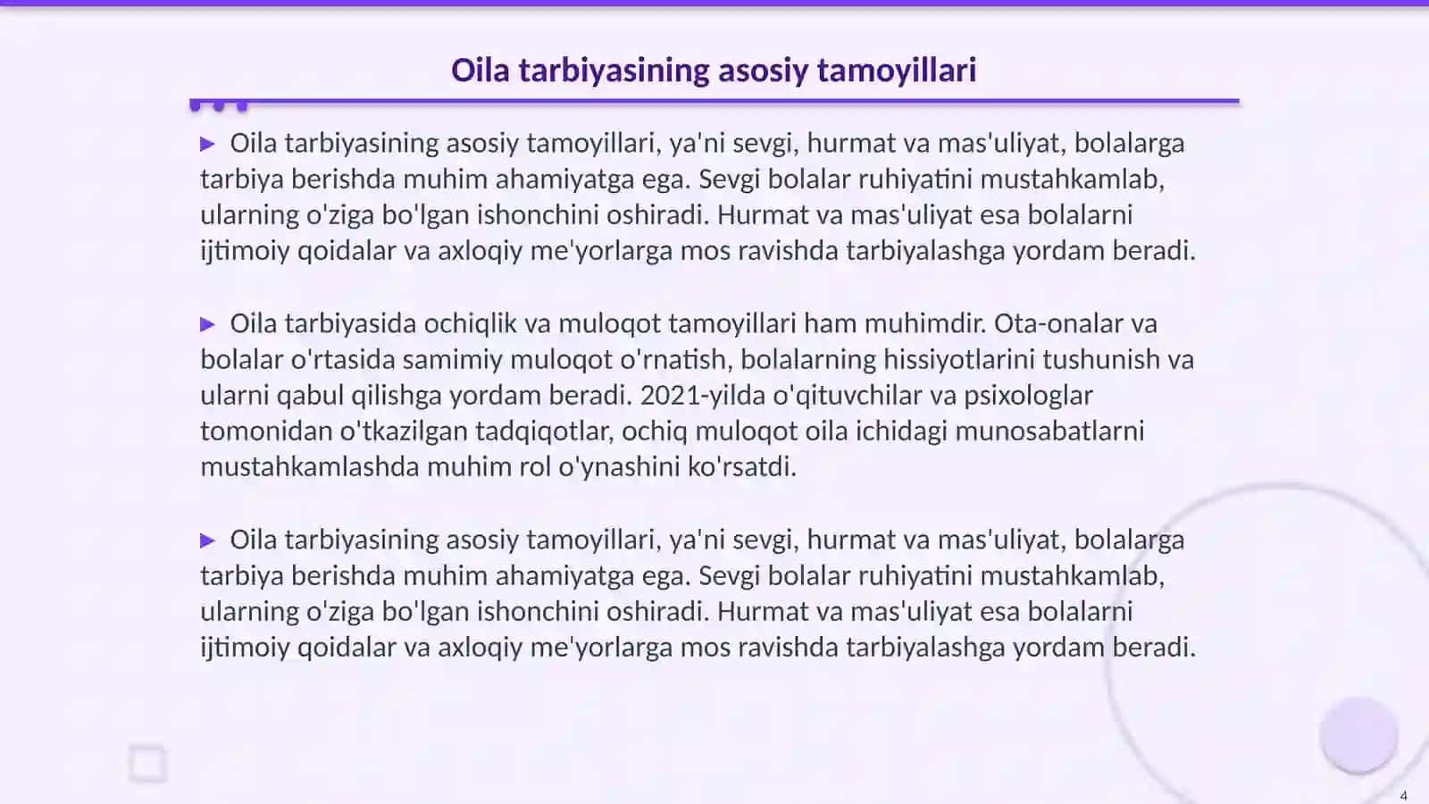 OILA TARBIYASI 4