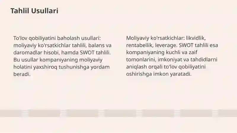 To'lov Qobiliyatining Asosiy Ko'rsatkichlari 4
