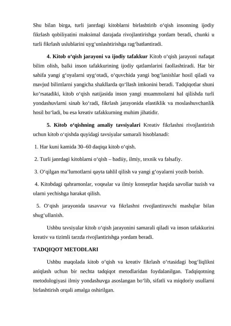 KITOB O’QISH VA KREATIV FIKRLASH 4