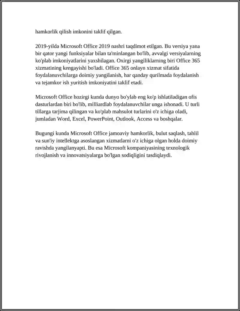 MICROSOFT OFFICE PAKETI HAQIDA MUSTAQIL ISH 4