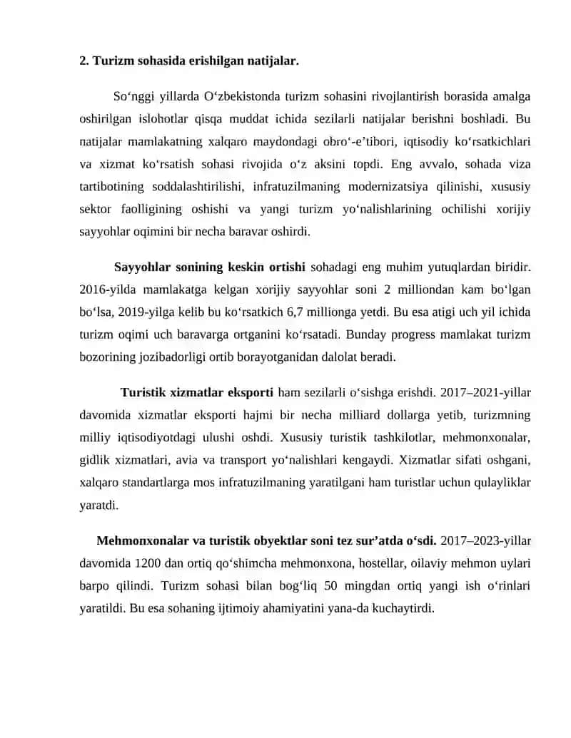 Turizimni rivojlantirish: islohatlar va istiqbollar 4