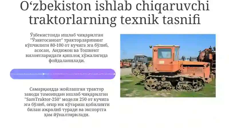 Oʻzbekistonda Ishlab Chiqarilgan Traktorlarning Texnik Tasnifi 4