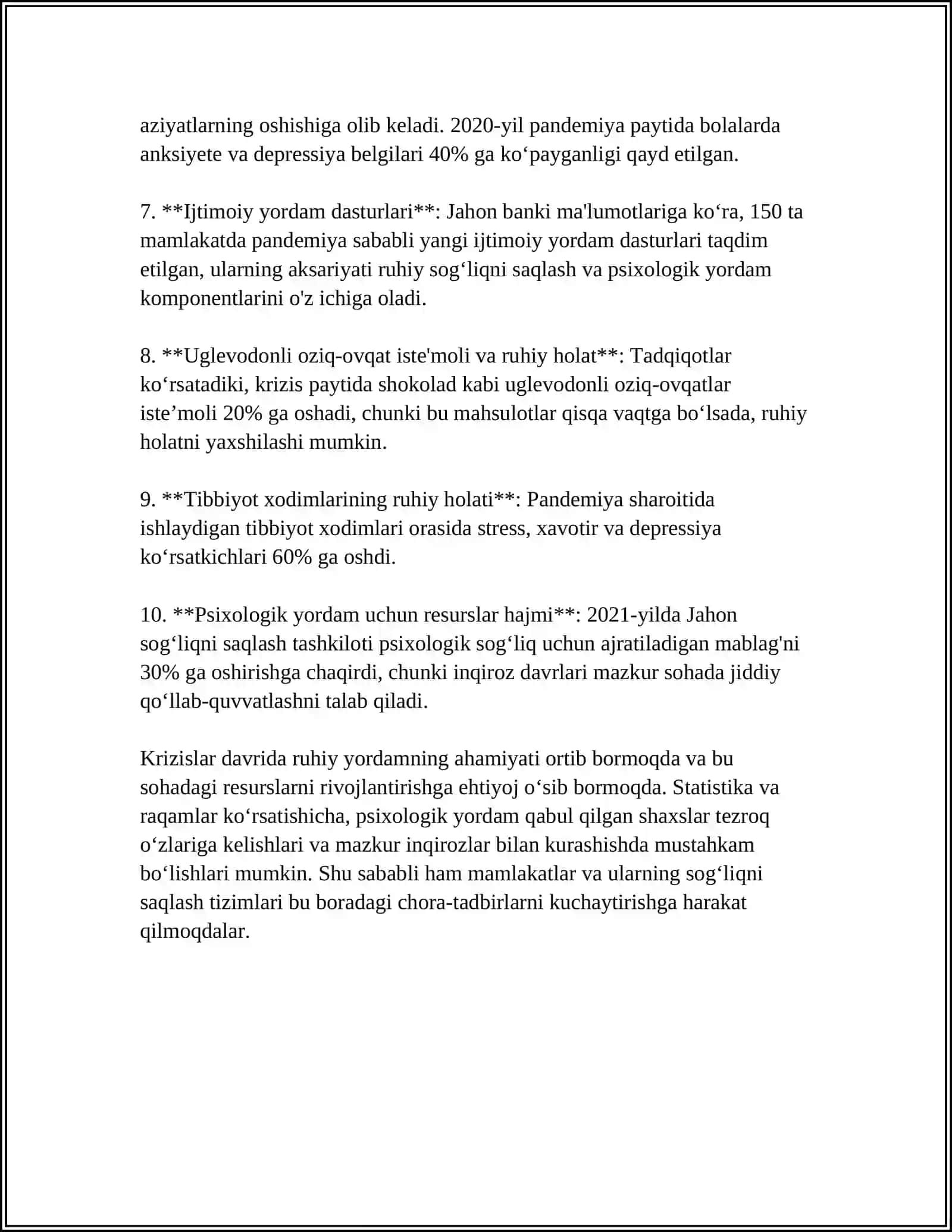 KRIZIS XOLATDA BÒLGAN BEMORGA MASLAHAT BERISH 4