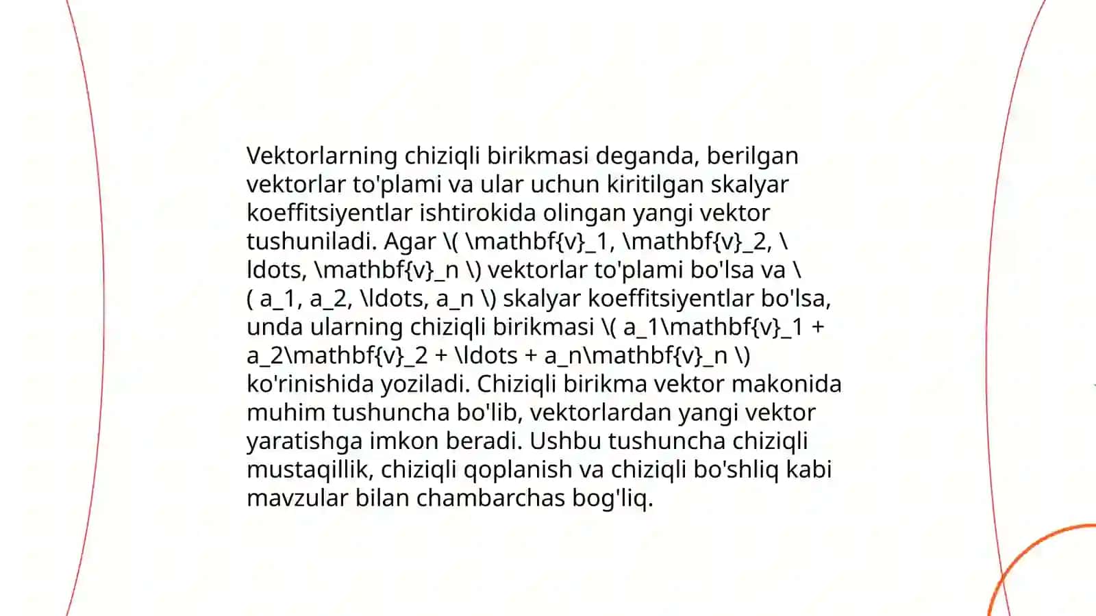 n oʻlchamli vektor fazo 4