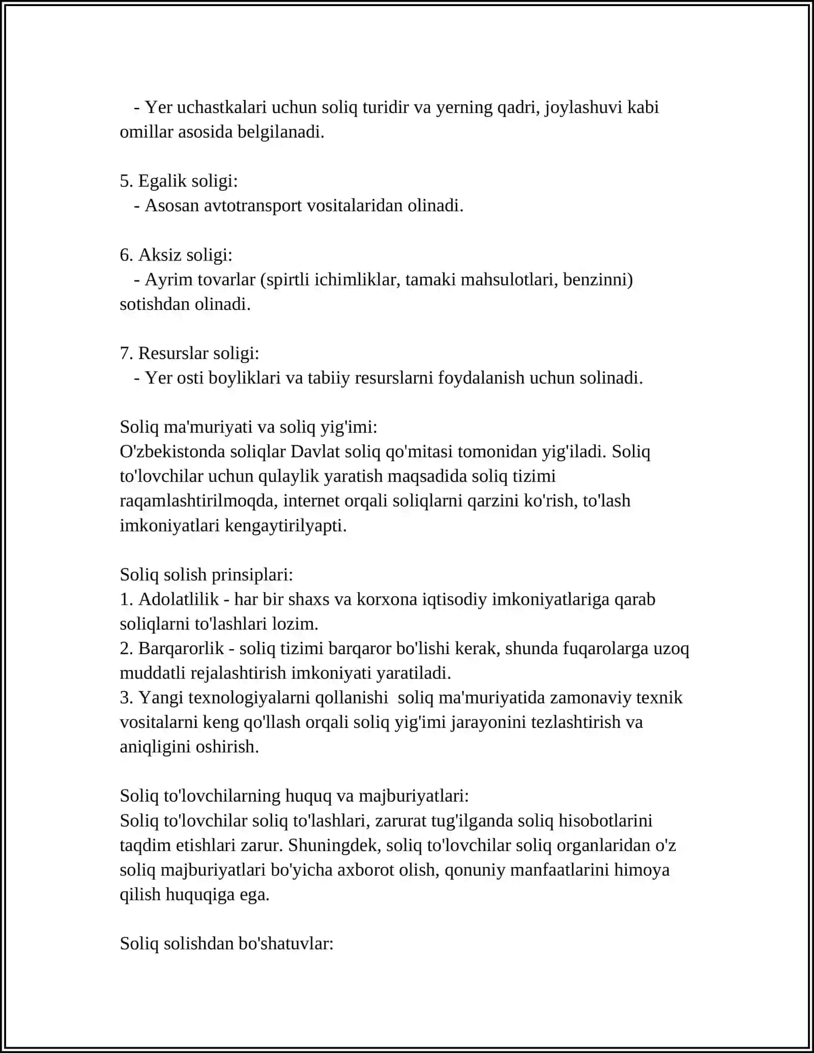 SOLIQ QONUNCHILIGI AKTLARINING MAKONDAGI HARAKATI 4
