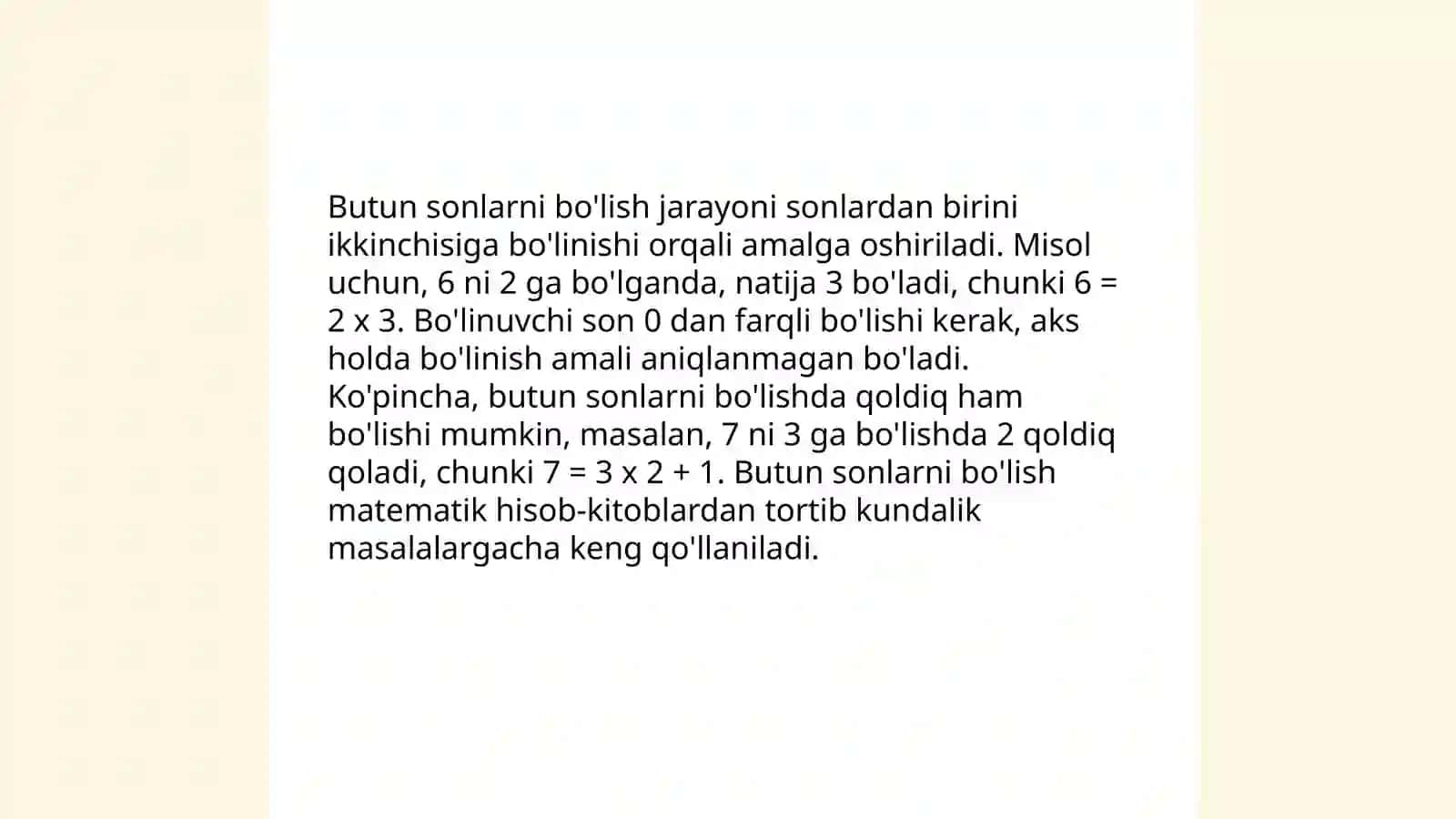 Sonlarni bo'lishning asosiy tushunchalari 4
