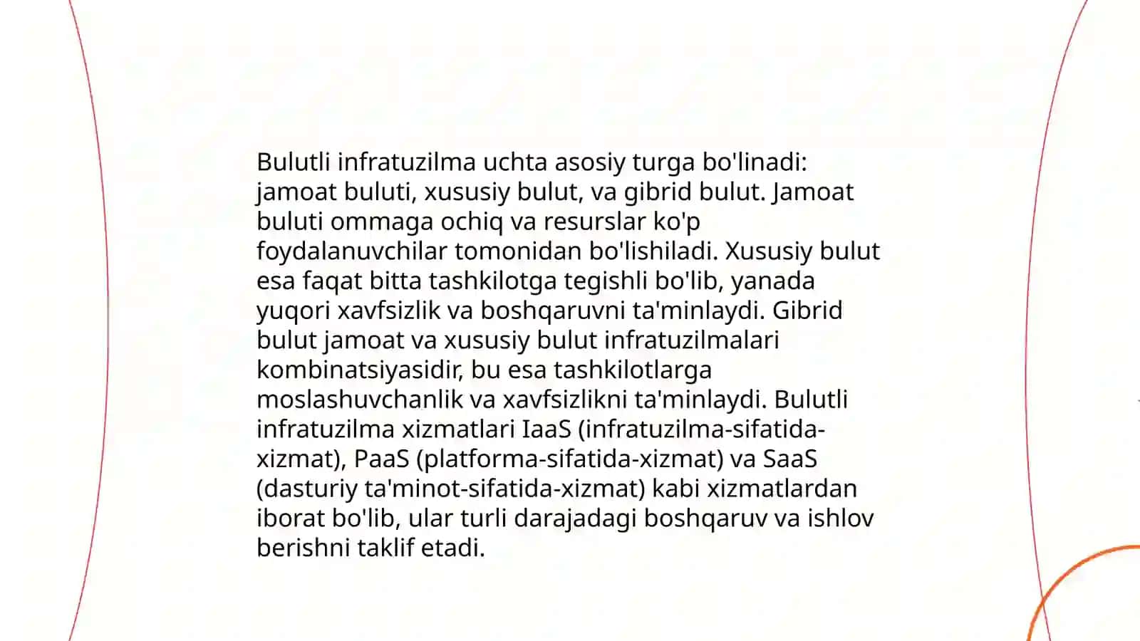Bulutli yechimlar va bulutli infratuzilmasi. Raqamli platformalar 4