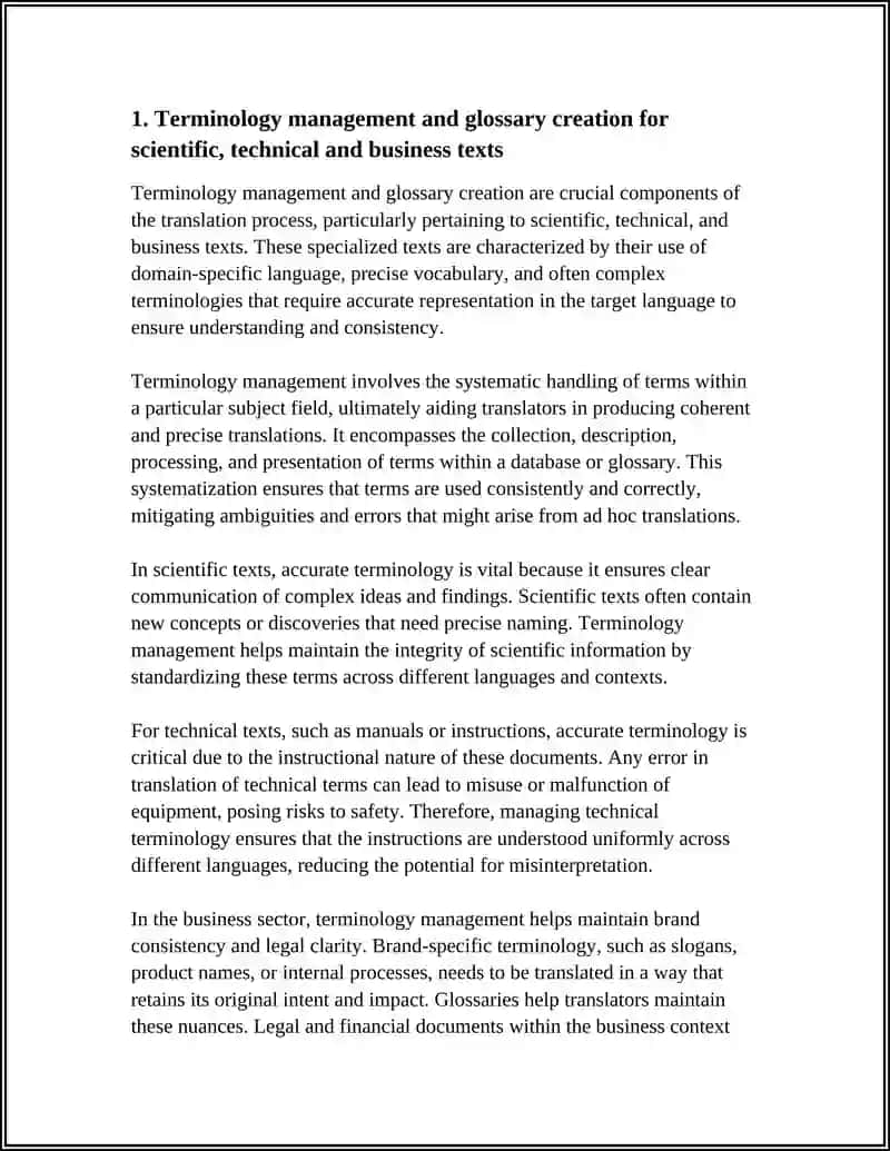 Translation of Scientific, Technical and Business Documents Texts 4