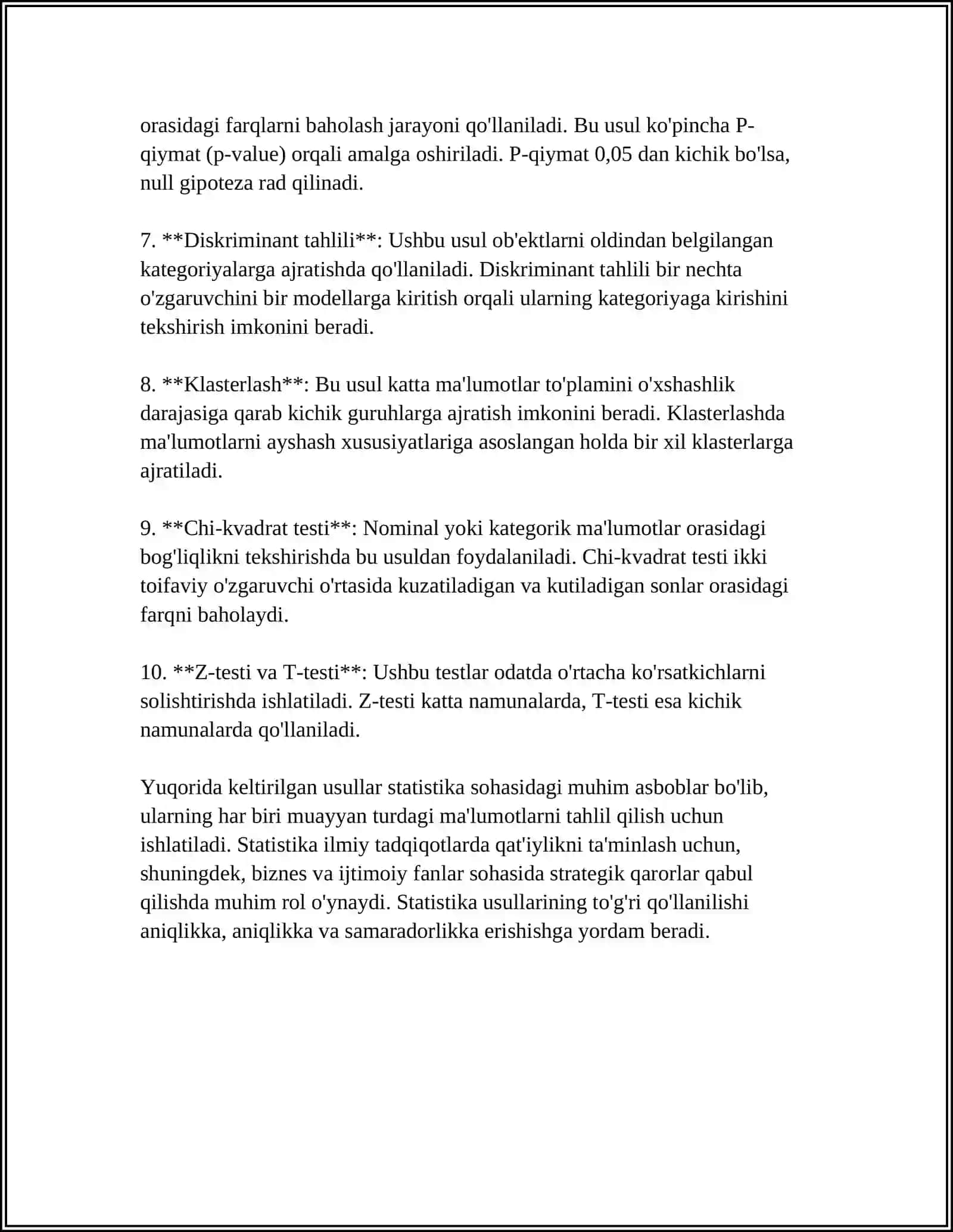 STATISTIK TEKSHIRISH USULLARI 4