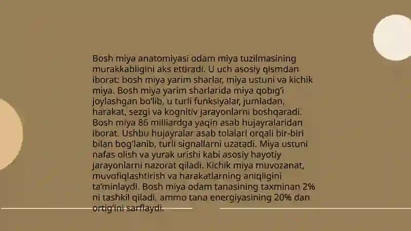 Nevr sistemasi va Bosh miya 4