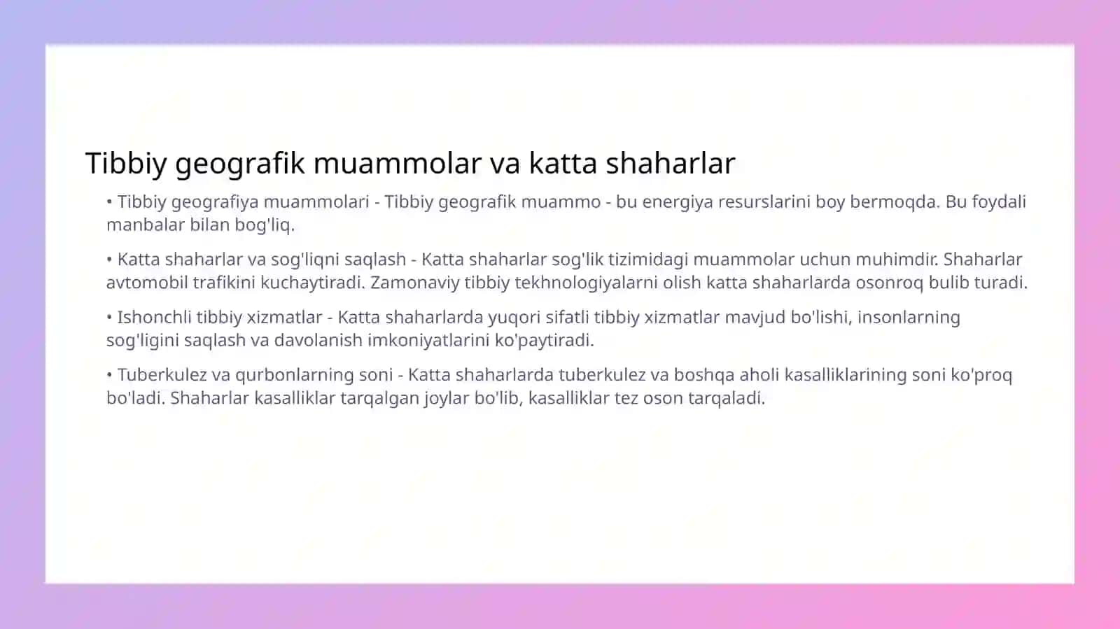 Iqlim oʻzgarishi va tibbiy geografik muammolar 4