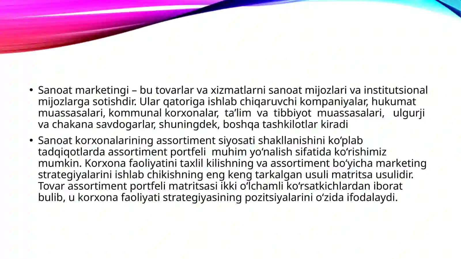 SANOAT KORXONALARINING TOVAR SIYOSATINI BOSHQARISH 4