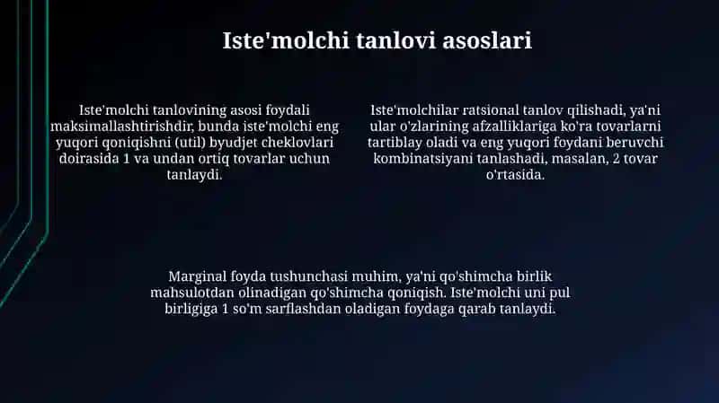 ISTEʻMOLCHI TANLOVI VA BYUDJET CHEKLANGANLIGI 4