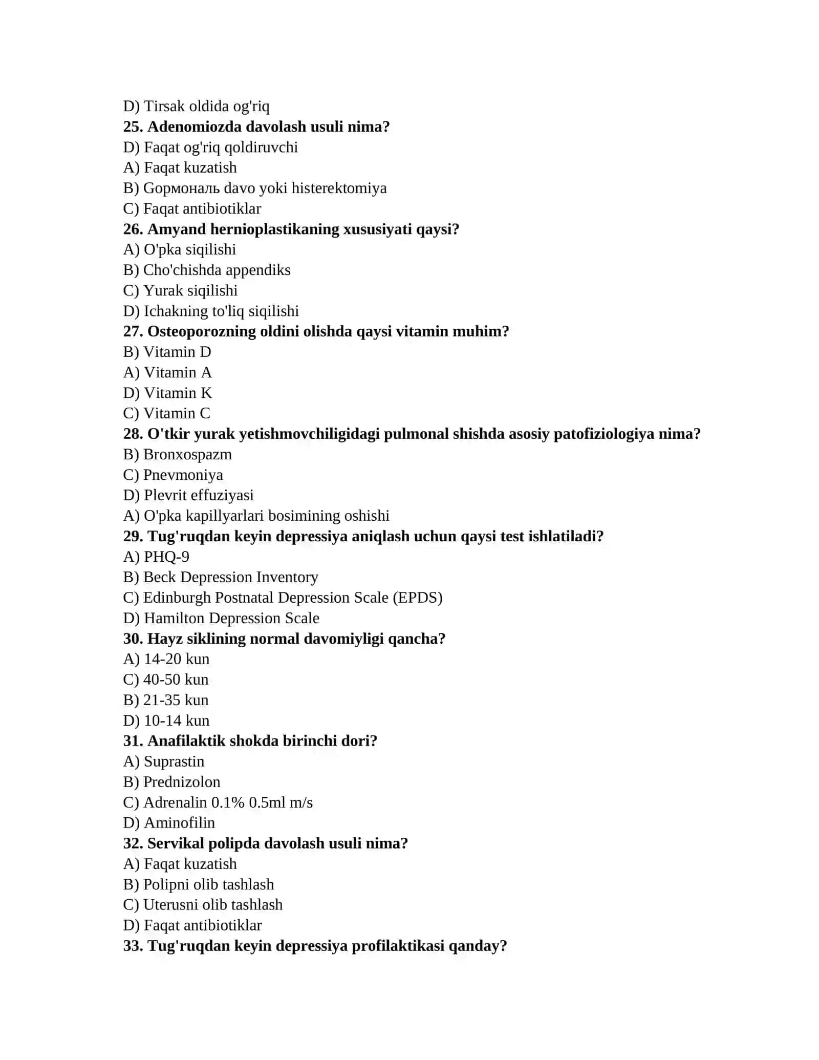 Pediatriya test savollari 4