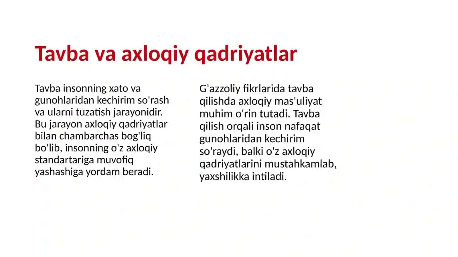 Gʻazzoliyning Tavba asari asosida “Din va axloq” mavzusida esse tayyorlash 4
