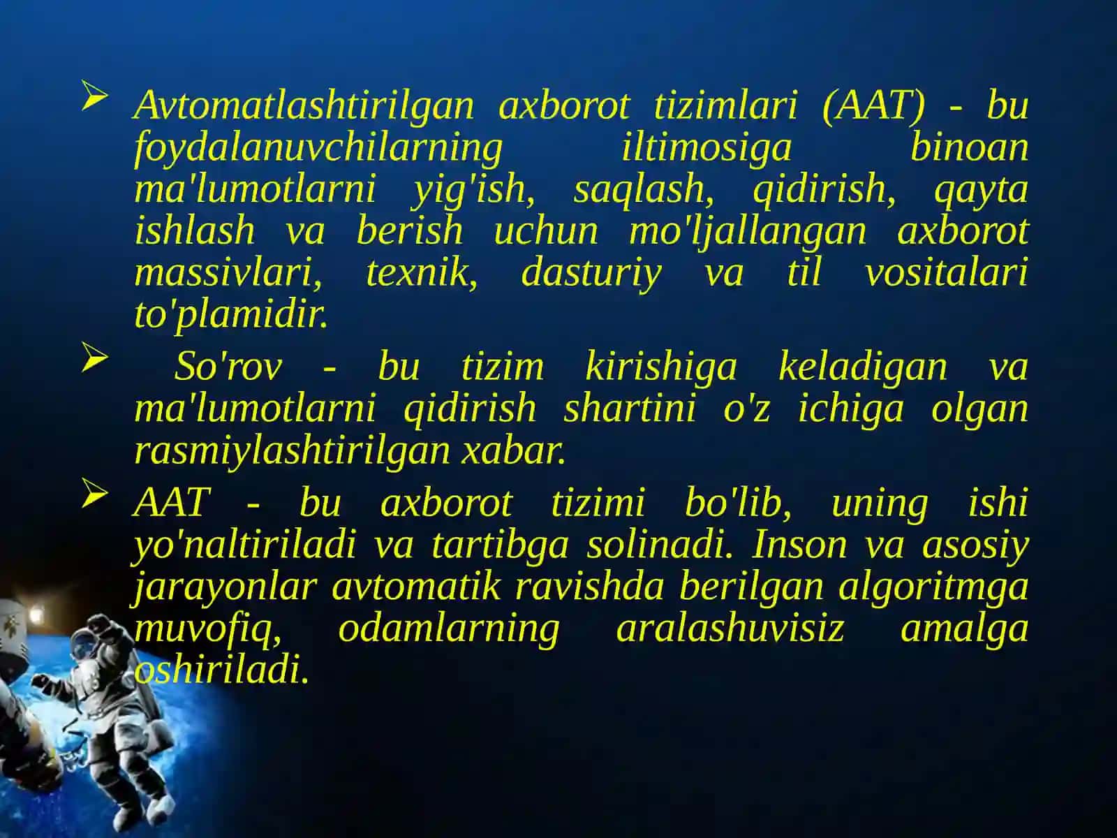 Avtomatlashtirilgan axborot tizimlari (AAT) 4