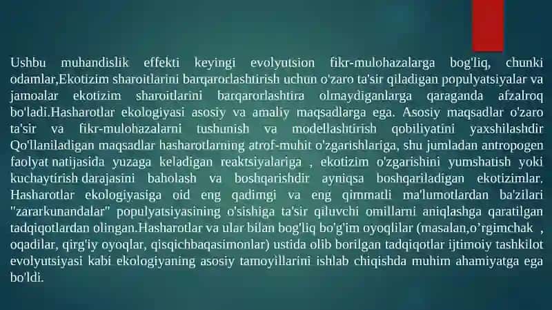 Hasharotlar Ekologiyasi 4