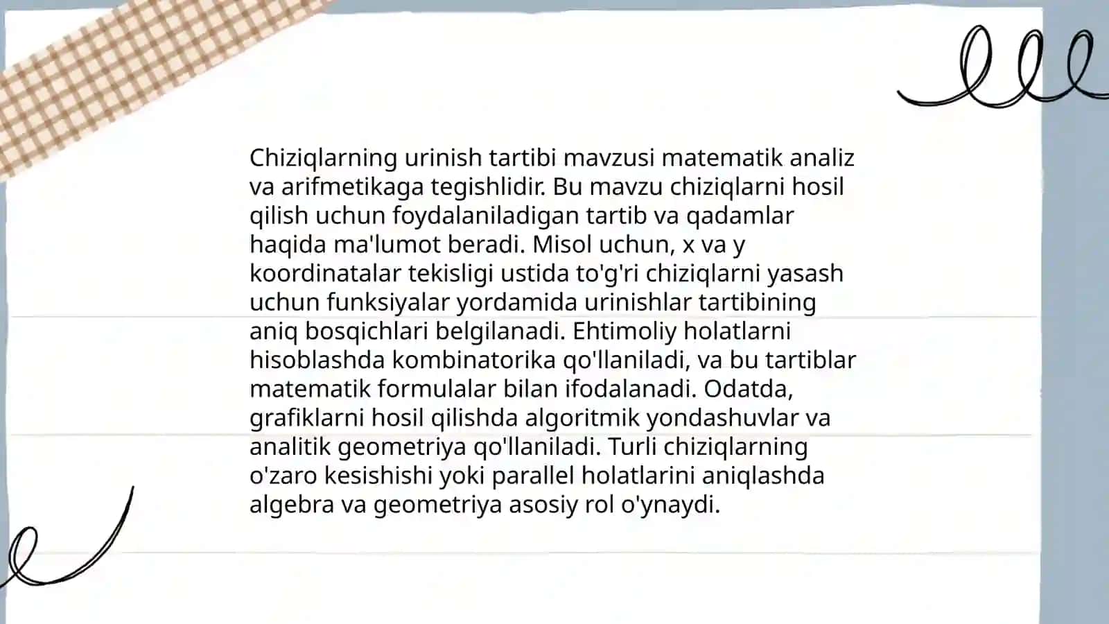 Chiziqlarning urinish tartibi, chiziqlarning oʻramasi 4