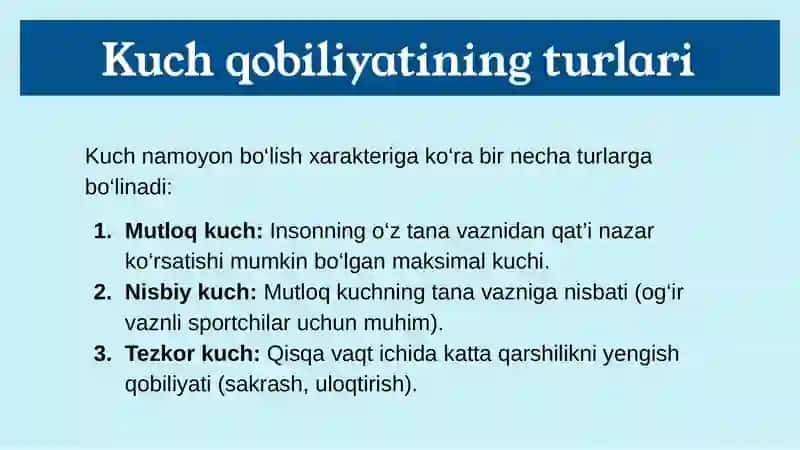 Kuch qobiliyatini tarbiyalash 4