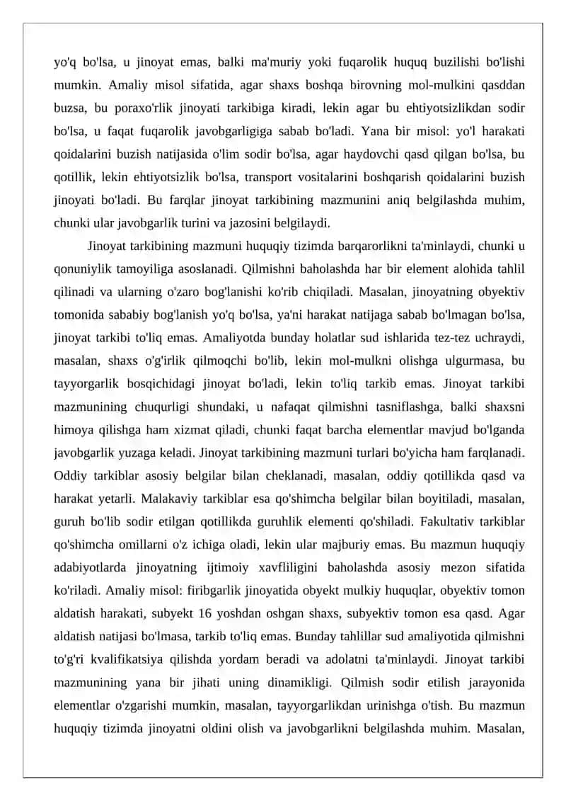 Jinoyat tarkibi tushunchasi va turlari 4