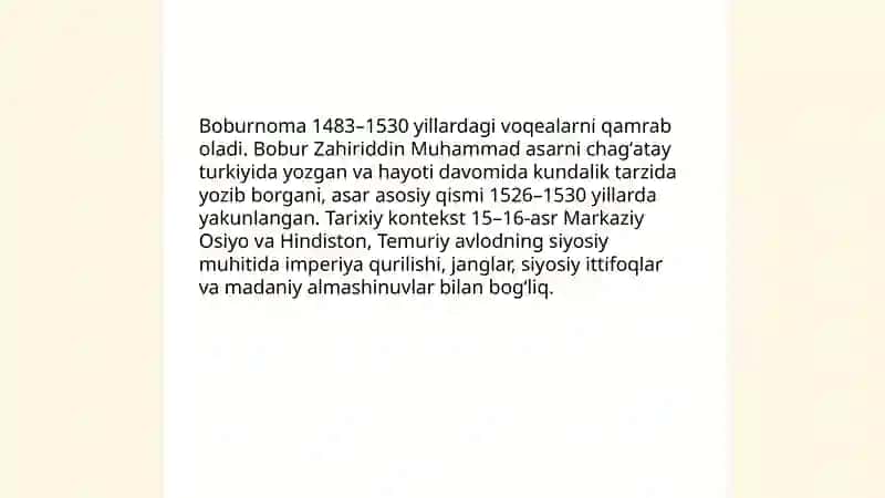 " Boburnoma "asari haqida 4