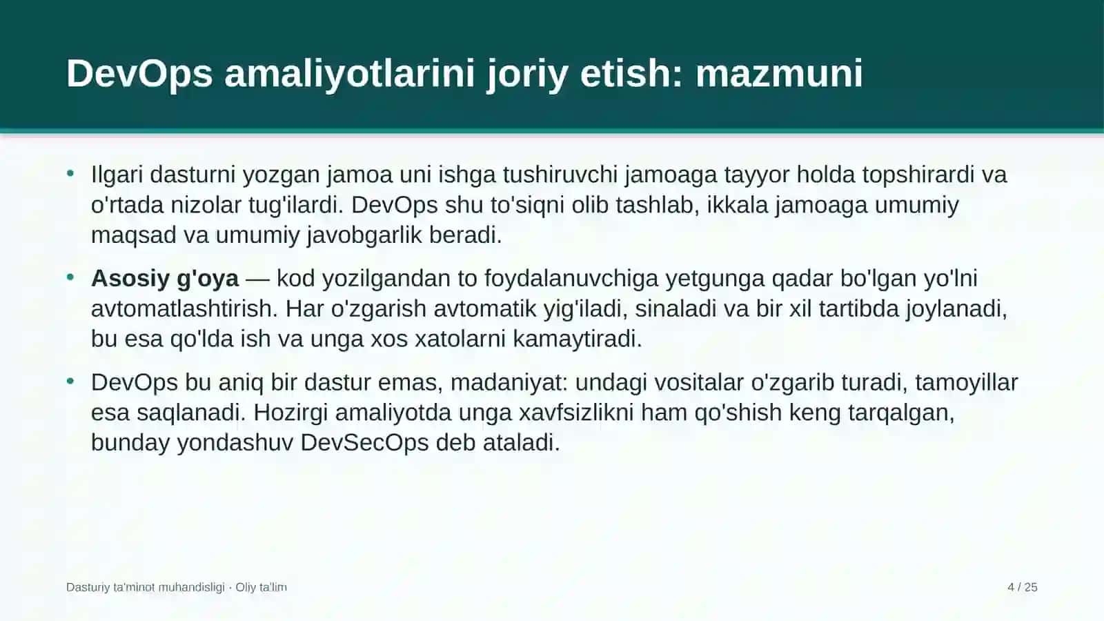 DASTURIY TA'MINOT MUHANDISLIGI 4