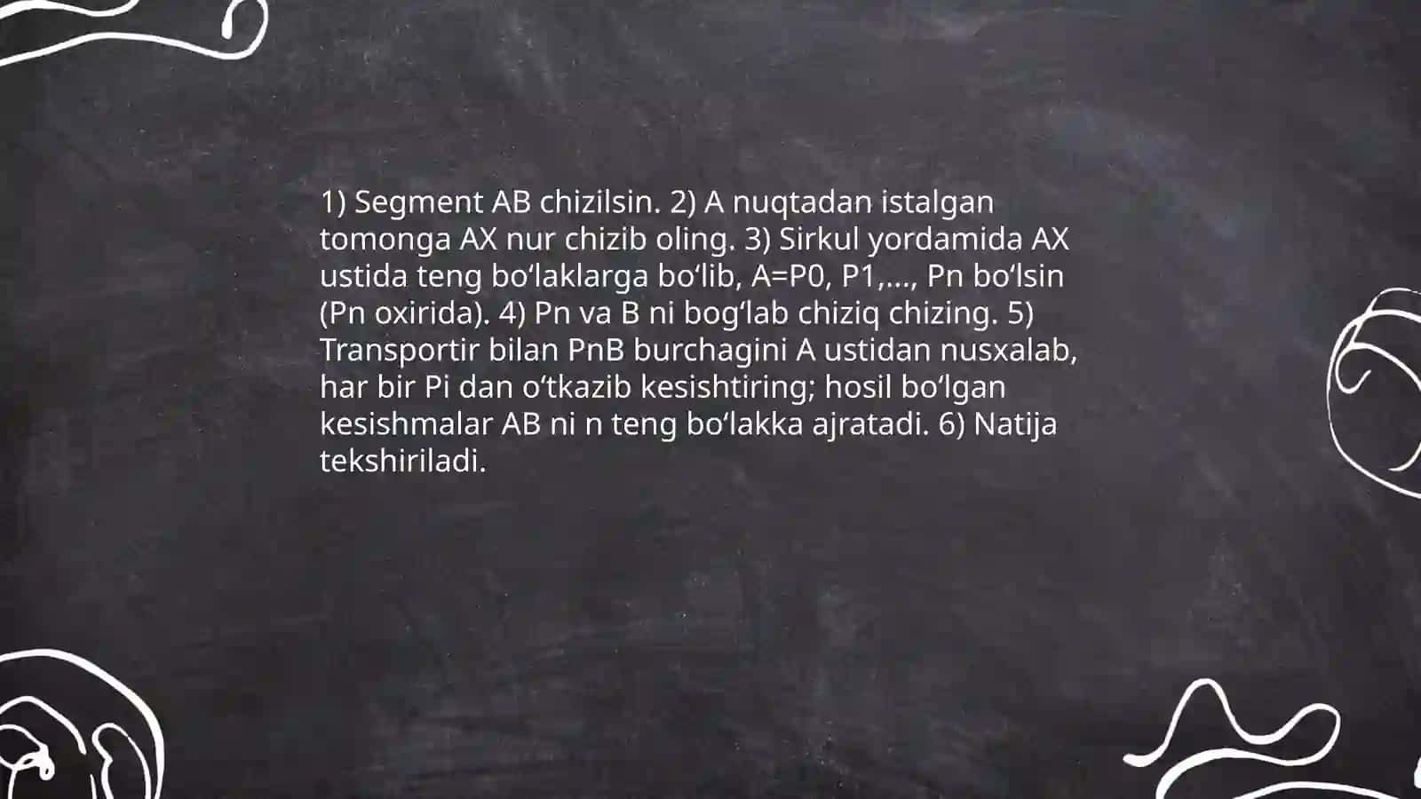 Yasashga doir masalalar. Sirkul va transportir bilan ishlash 4